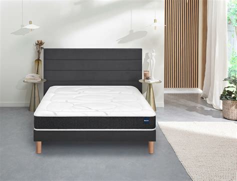 Ensemble Matelas Mousse Hr Smart Repair Sommier Couleur Blanc Gris