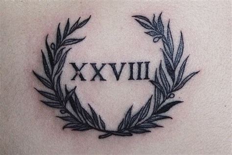 Laurel Crown Romvn Tattoo , roman script tattoo, roman date , roman ...