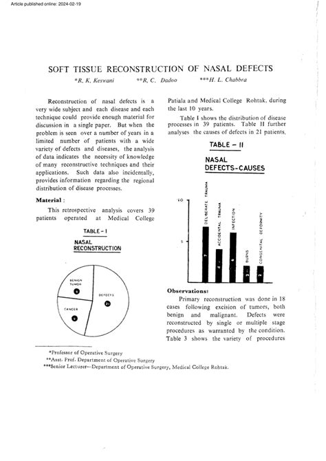 PDF Soft Tissue Reconstruction Of Nasal Defects