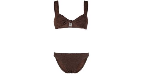 Hunza G Brown Juno Crinkle Bikini Women S Nylon Elastane Lyst