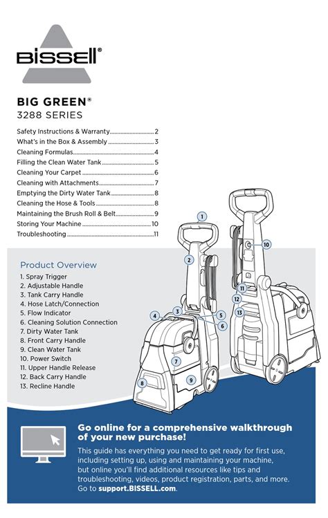 BISSELL BIG GREEN 3288 SERIES MANUAL Pdf Download | ManualsLib