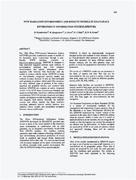 New Radiation Environment And Effects Models In Esa S Space Environment