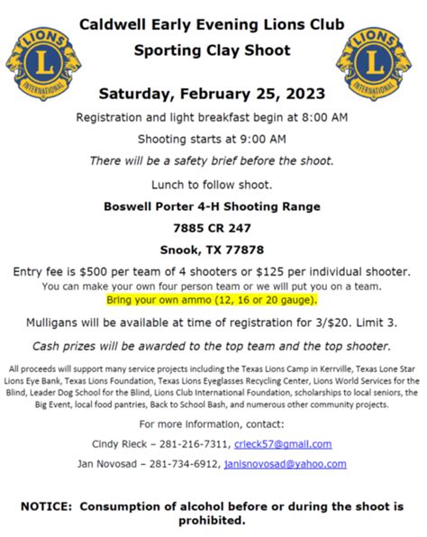 Caldwell Early Evening Lions Club Sporting Clay Shoot KWHI