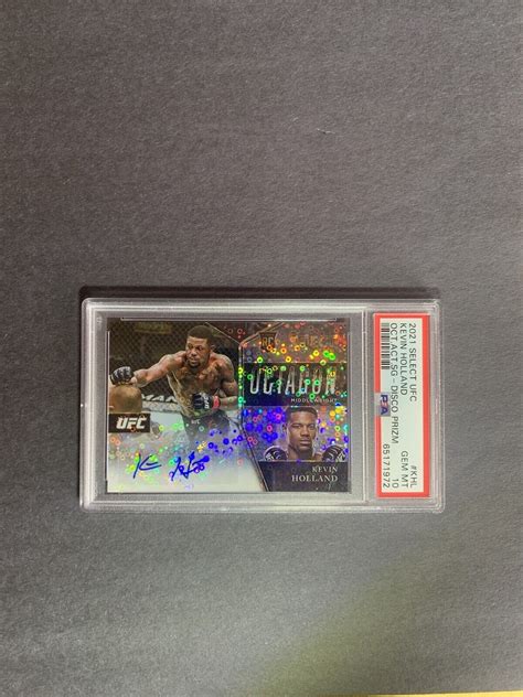 2021 Panini Select UFC Kevin Holland RC Auto Octagon Disco Prizm