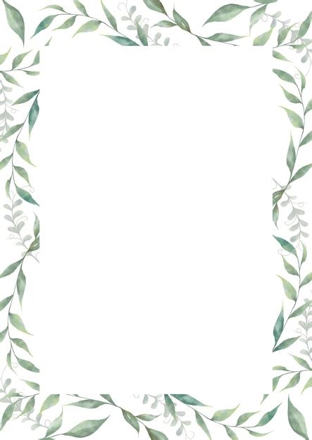 Cuadro Floral De Acuarela Verde Y Blanco Archivo Psd Premium