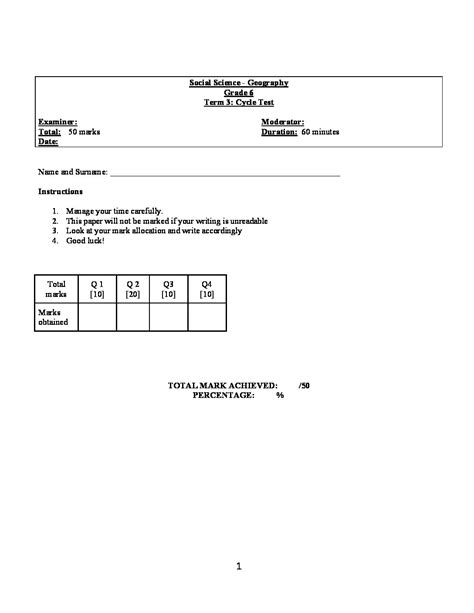 Grade Ss Geography Term Testandmemo Teacha