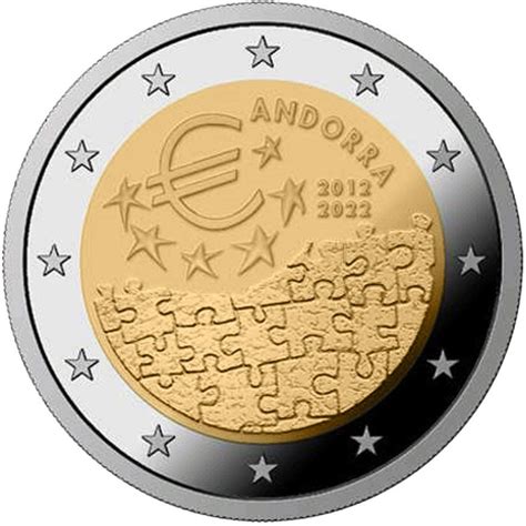 Euromunten Andorra 2022 2 Euro Unc 10 Jaar Overeenkomst Met