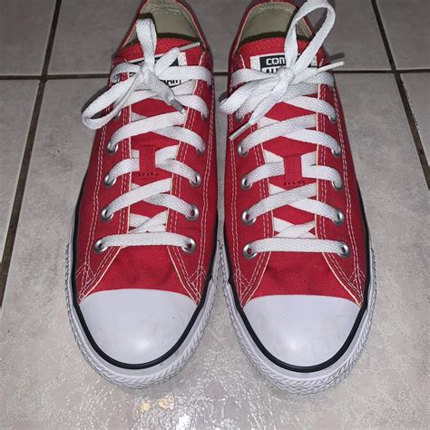 Red Converse sneakers low top ‼️(size 8 fits like a... - Depop