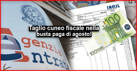 Bonus IRPEF 2020 Taglio Cuneo Fiscale Nella Busta Paga Di Agosto