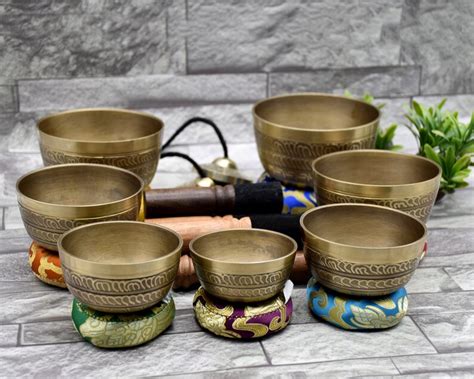 Natural Singing Bowl Set Of 7 Tibetan Singing Bowls Etsy