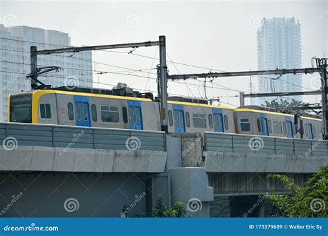 Lrt Light Rail Transit Bridge With Train In Manila Philippines