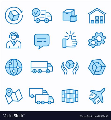 Logistics Flat Line Icon Set Royalty Free Vector Image