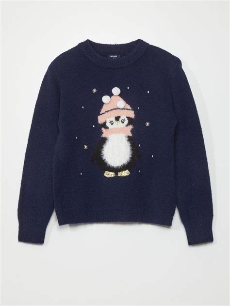 Kersttrui met pinguïn BLAUW Kiabi 14 00