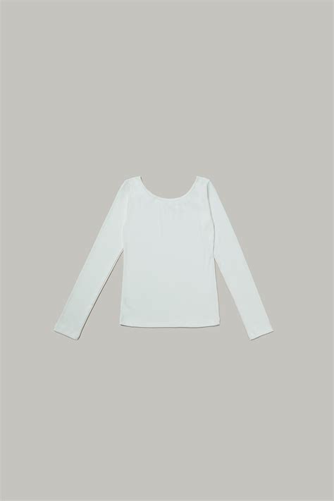 Boat Neck T Shirt Ivory Noeud