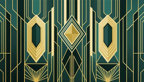 Vintage Art Deco Wallpaper With Luxurious Emerald And Gold Detailing