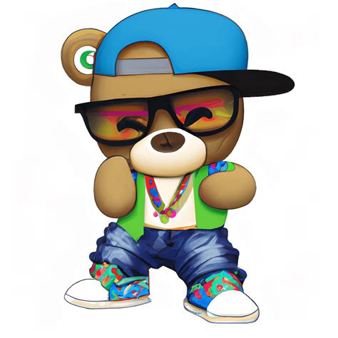 Adorable Cool Teddy Bear With Glasses And Urban Style Clothing