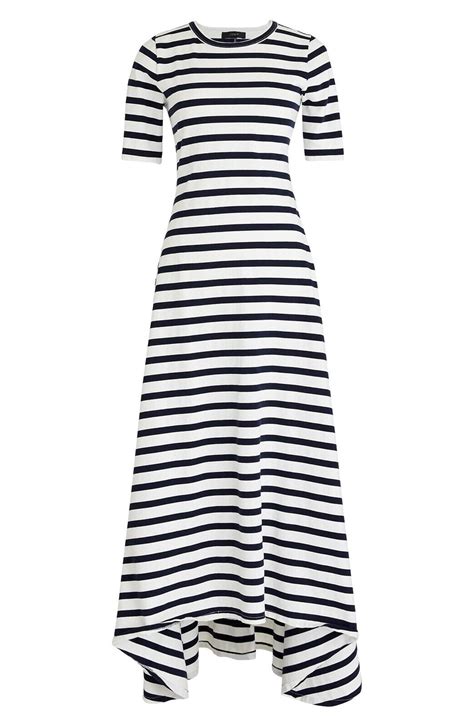 Bnwt Jcrew Striped Knit High Low Maxi Dress Size S Icon Ivory Navy 120