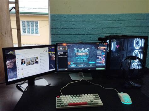 Dual monitor gaming computer set complete peripherals, Computers & Tech ...