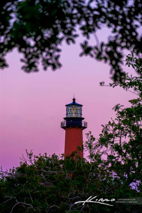 Crimson Beacon The Jupiter Inlet Lighthouse At Twilight Hdr Photography By Captain Kimo