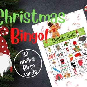 Printable Christmas Bingo Cards, 30 Cards, Party Favors, Holiday Party ...