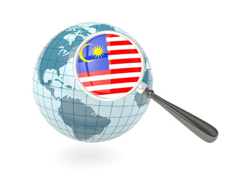 Magnified Flag With Blue Globe Illustration Of Flag Of Malaysia