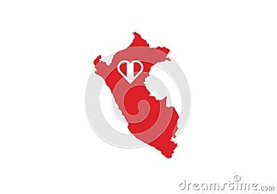 Peru Outline Map Country Shape National Borders Heart State Symbol Love