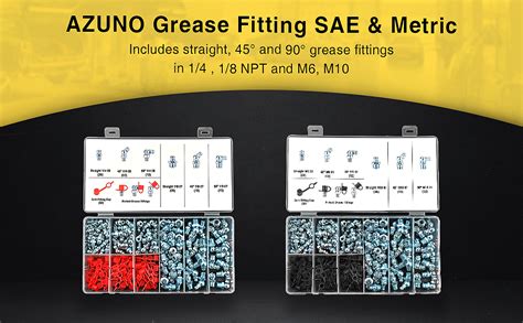 Azuno Hydraulic Grease Fittings 240 Pieces Sae And Metric Grease Fitting