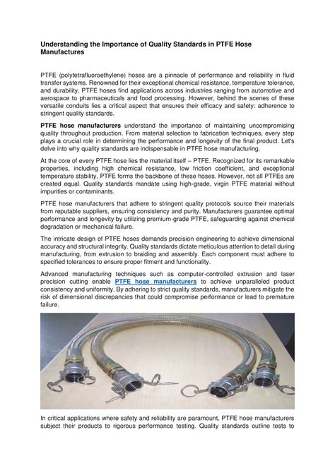 Ppt Understanding The Importance Of Quality Standards In Ptfe Hose