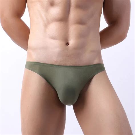 Ice Silk Seamless Men Briefs Ultra Thin Transparent Sexy Men S Thin Underpants Low Waist Bikini