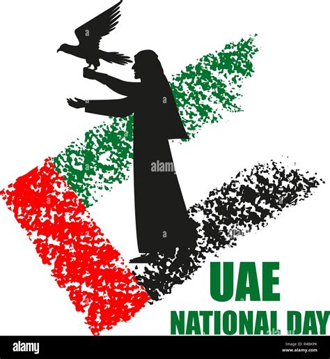 UAE National Day poster with falconer silhouette on national flag ...