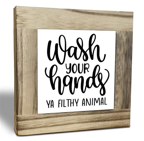 Rustic Bathroom Wood Plaque Sign Wash Your Hands Ya Filthy Animal