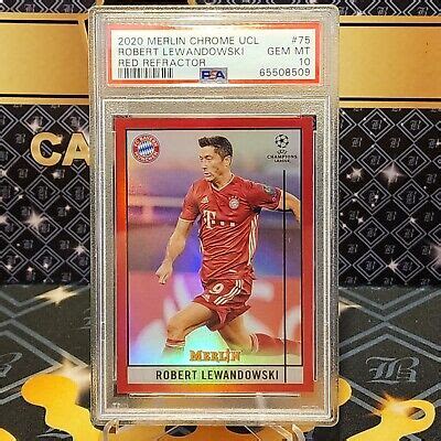 2020 Merlin Chrome UCL Red Refractor 75 Robert Lewandowski 10 PSA 10