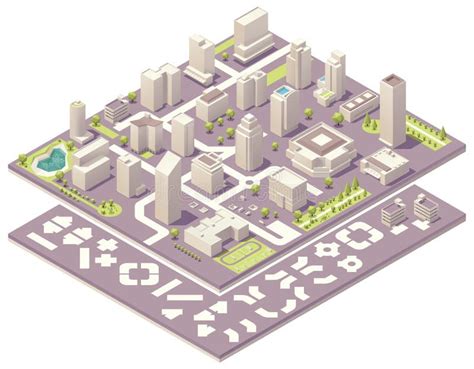 Elementos Isométricos Del Creador Del Mapa Para El Edificio De La