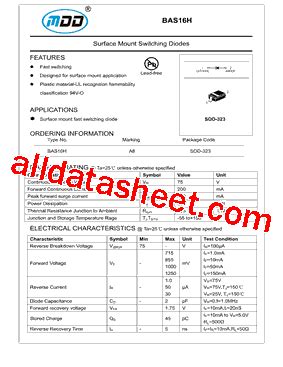 BAS16H Datasheet PDF Microdiode Electronics Jiangsu Co Ltd