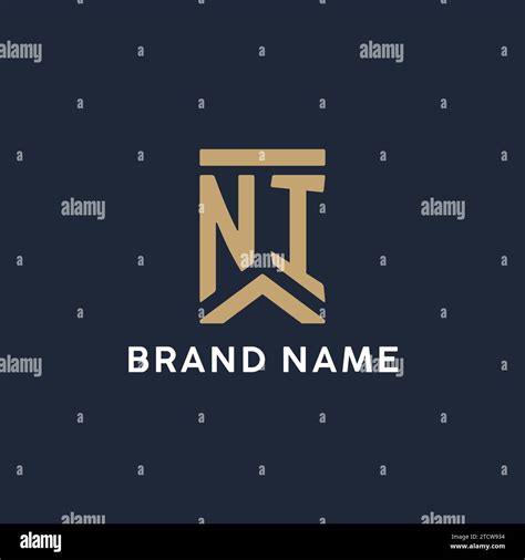 Ni Initial Monogram Logo Design In A Rectangular Style With Curved Side