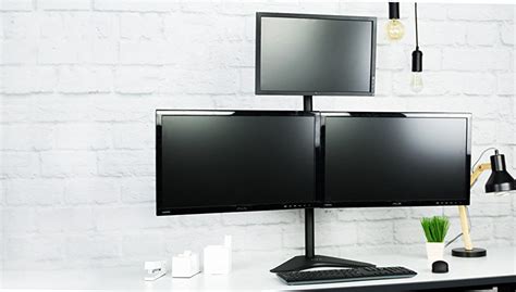 Vivo Triple Lcd Led Computer Monitor Desk Stand Free Standing Heavy