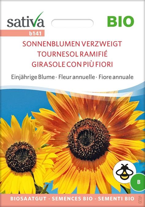 Sativa Bio Einjährige Blume Sonnenblumen Verzweigt 1 Packung