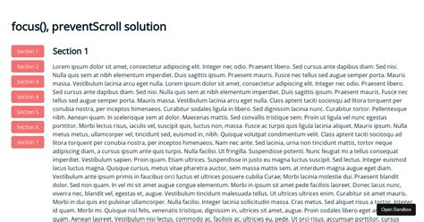 Focus Preventscroll True Solution React Version Codesandbox