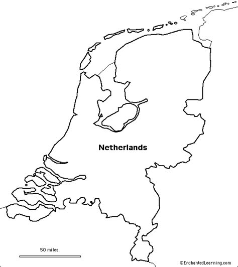 Outline Map Research Activity #1 - Netherlands - EnchantedLearning.com