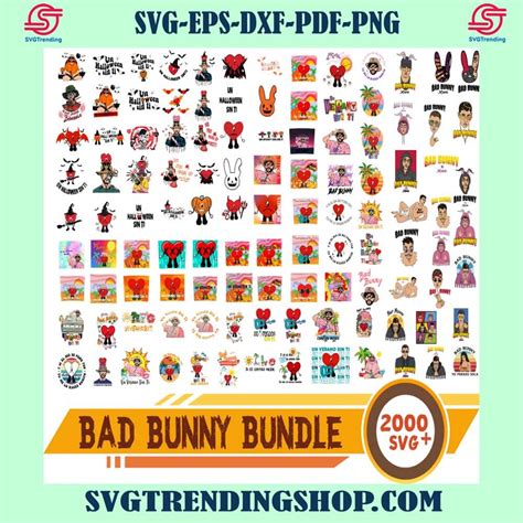 Bad Bunny Mega Bundle Svg, Bad Bunny Svg, Bad Bunny Rapper, Bad Rabbit ...