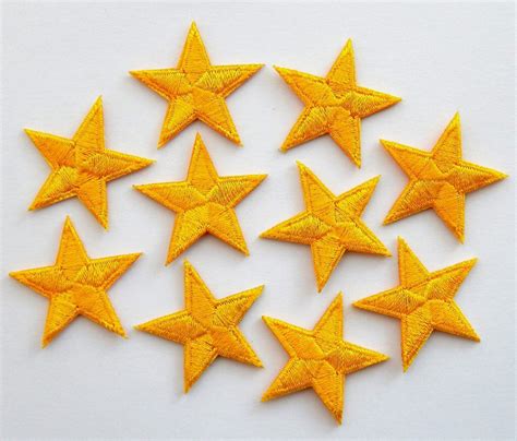 Yellow Iron On Stars Applique