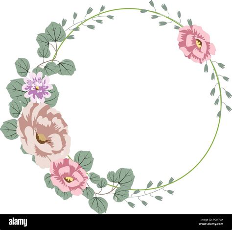 Blumen Blume Kranz Rahmen Flache Design Illustration Stock Vektorgrafik