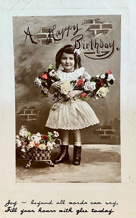 1909 Antike Foto AK Kind Mädchen mit Blumen aus England Kaufen