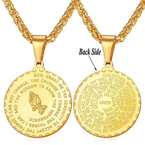 U7 Gold Plated Bible Verse Prayer Necklace with 22" F... - Diamond ...