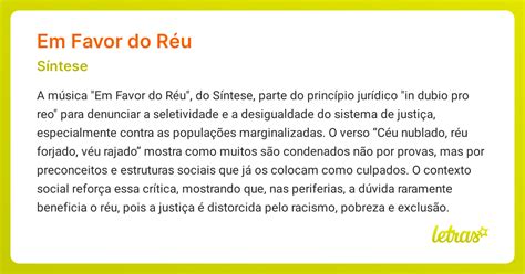 O Que Significa Ser Réu - Significado da música EM FAVOR DO RÉU (Síntese) - LETRAS.MUS.BR