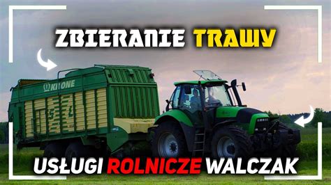 Zbiór traw z Deutz Fahrem Pierwsze źdźbła z krone Sianokiszonka w