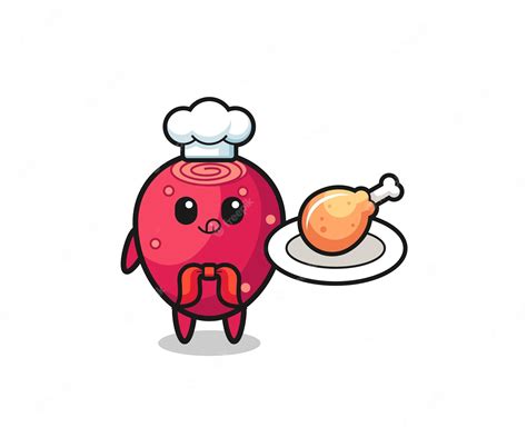 Premium Vector Prickly Pear Fried Chicken Chef Cartoon Character