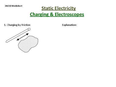 SNC 1 D Worksheet Static Electricity Charging Electroscopes