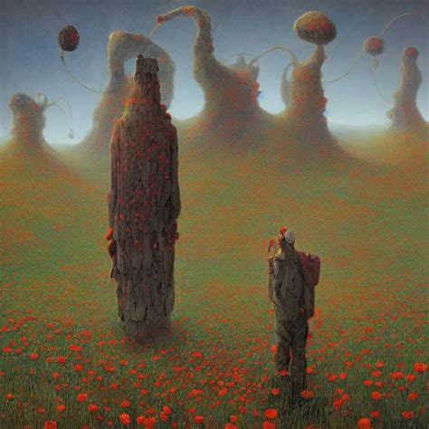 Lexica A Person Standing In Front Of A Portal Made Of Opium Poppies