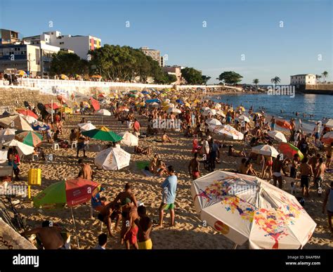 Evening At Porto Da Barra Beach Salvador De Bahia Brazil Stock Photo